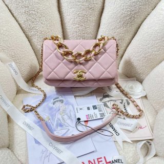 Chanel AS3366 Flap Bag 20cm Lambskin Pink