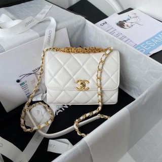 Chanel Mini Flap Bag Lambskin AS3239 white