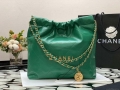 Chanel AS3260 22 Small Handbag Shiny Calfskin Green Gold Metal