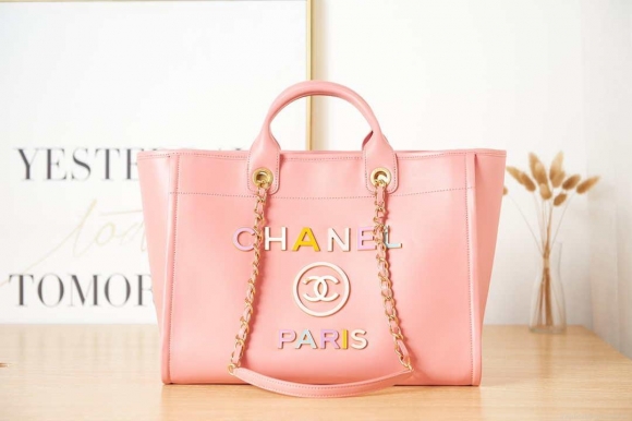 Chanel A66941 Large Shopping Bag Calfskin Coral Pink