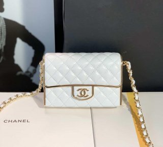 Chanel AS3308 Small Evening Bag 22A Limited Edition White Lambskin Gold