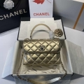 Chanel A92236 Flap Bag With Top Handle Lambskin & Gold-Tone Metal Gold