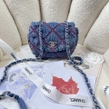 Chanel AS3187 22A Beach Denim mini saddle bag Denim blue