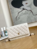 Chanel A81217 Flap Bag Lambskin Onyx Small Square Stewardess Bag White