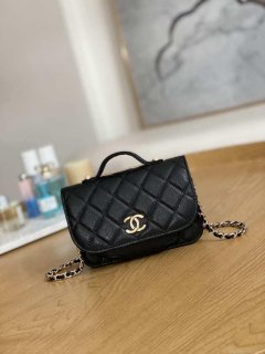 Chanel A81215 Mini messenger bag with Handle Black