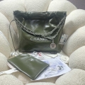 Chanel 22 Small Handbag Shiny Calfskin AS3260 Dark Green