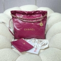 Chanel 22 Handbag Shiny Calfskin AS3261 Rose Red