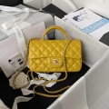 Chanel AS2431 Mini flap Yellow Lambskin bag with top handle Gold