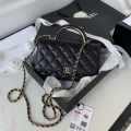 Chanel AP2844 Wallet on chain Lambskin bag with top handle Light gold Black