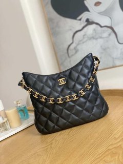 Chanel AS3631 2022 new hippie underarm Hobo bag shoulder bag Black