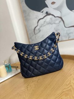 Chanel AS3631 2022 new hippie underarm Hobo bag Lambskin Navy blue