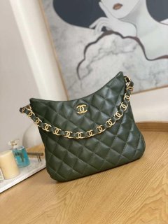 Chanel AS3631 2022 new hippie underarm Hobo bag Lambskin Dark Green