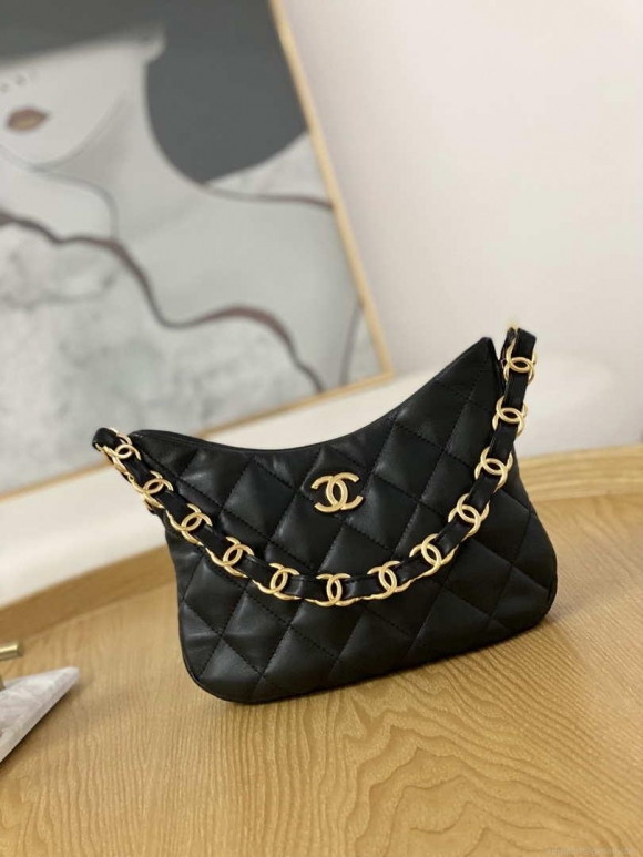 Chanel AS3562 Hobo Handbag Lambskin Black