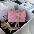 Chanel AS3580 Small Flap Bag Lambskin Lambskin & Gold-Tone Metal Pink