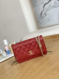 Chanel AP3043 WALLET ON CHAIN Lambskin & Gold-Tone Metal Red