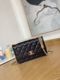 Chanel AP3043 WALLET ON CHAIN Lambskin & Gold-Tone Metal Dark Brown