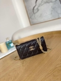 Chanel AP3047 FLAP Phone Holder With Chain Dark brown Lambskin