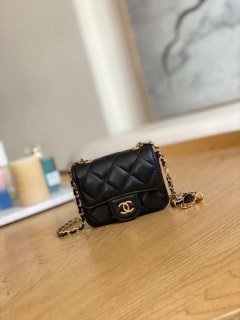 Chanel AP3037 BELT Bag Lambskin Enamel & Gold-Tone Metal Black