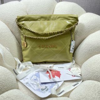 Chanel 22 Small Handbag Shiny Calfskin AS3260 Light Green