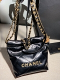 Chanel AS3260 22 Mini Handbag Calfskin Black with Gold A85