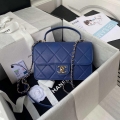 Chanel Small Flap Bag With top Handle Calfskin CC AS2680 Blue