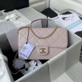 Chanel CC AS2681 Flap Bag With top Handle Calfskin Light Pink