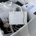 Chanel AS3345 Vanity Case Calfskin & Gold-Tone Metal White