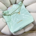 Chanel 22 Large Handbag Shiny Calfskin AS3262 Mint Green