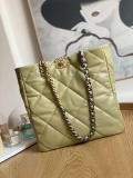 Chanel AS3519 CHANEL19 Shopping Bag Shiny Lambskin Light Yellow