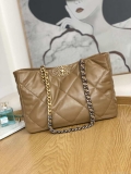 Chanel 19 Shopping Bag Shiny Lambskin AS3660 Gold-Tone Silver-Tone & Ruthenium-Finish Metal Tan