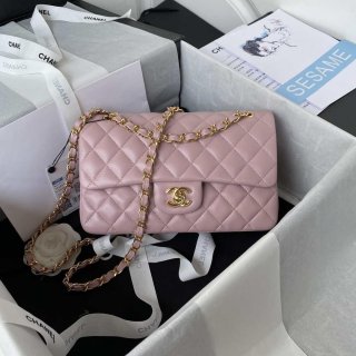 Chanel A01113 Flap Handbag Classic Bag Lambskin Light Pink Gold