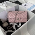 Chanel A01113 Flap Handbag Classic Bag Lambskin Light Pink Silver