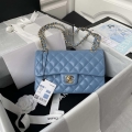 Chanel A01113 Flap Handbag Classic Bag Lambskin Sky Blue Gold