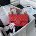 Chanel A01113 Flap Handbag Classic Bag Red Lambskin Gold