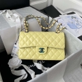 Chanel A01113 Flap Handbag Classic Bag Yellow Lambskin with Blue Hardware