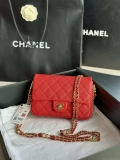 Chanel AS3757 Mini Flap Bag Grained Calfskin & Gold-Tone Metal Red