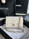 Chanel AS3777 Flap Bag Grained Calfskin & Gold-Tone Metal White