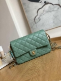 Chanel AS3777 Flap Bag Grained Calfskin & Gold-Tone Metal Green