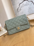 Chanel AS3777 Flap Bag Grained Calfskin & Gold-Tone Metal Light Green