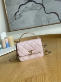 Chanel A81197 Mini Flap Lambskin Enamel & Gold-Tone Metal Pink