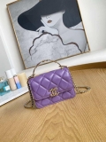 Chanel A81197 Mini Flap Lambskin Enamel & Gold-Tone Metal Purple