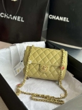 Chanel AS3737 Mini Flap Bag Lambskin Enamel & Gold-Tone Metal Yellow