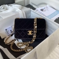 Chanel AS3432 Small Flap Bag Velvet Enamel & Gold-Tone Metal Black