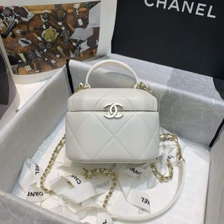 Chanel AS2630 Small Vanity Case Lambskin gold-tone metal White