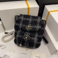 Chanel AS3615 Backpack Wool Tweed & Gold-Tone Metal Black & Gray