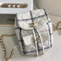 Chanel AS3615 Backpack Wool Tweed & Gold-Tone Metal Beige & Black