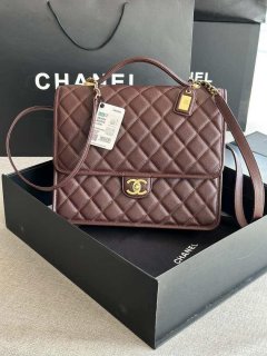 Chanel AS3662 LARGE BACKPACK Calfskin & Gold-Tone Metal Wine Red