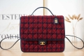 Chanel AS3662 LARGE BACKPACK Wool Tweed & Gold-Tone Metal Wine Red