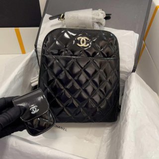 Chanel AS3332 Backpack Shiny Calfskin Bag Black