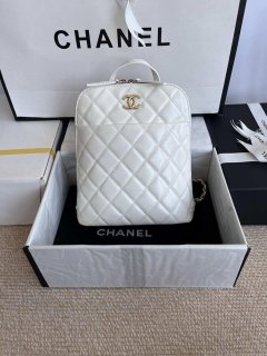 Chanel AS3332 Backpack Shiny Calfskin Bag White